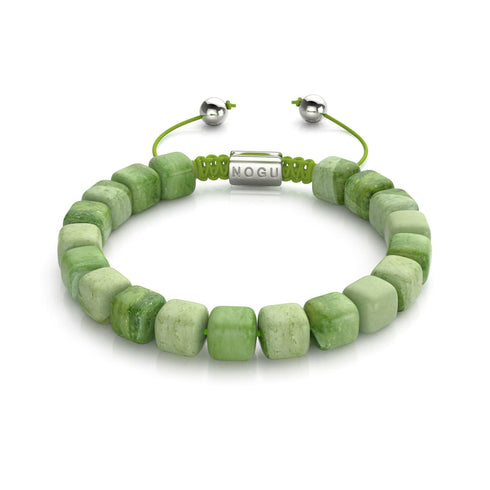 Olive Quartz | Silver | Gemstone Pebble Macrame Bracelet